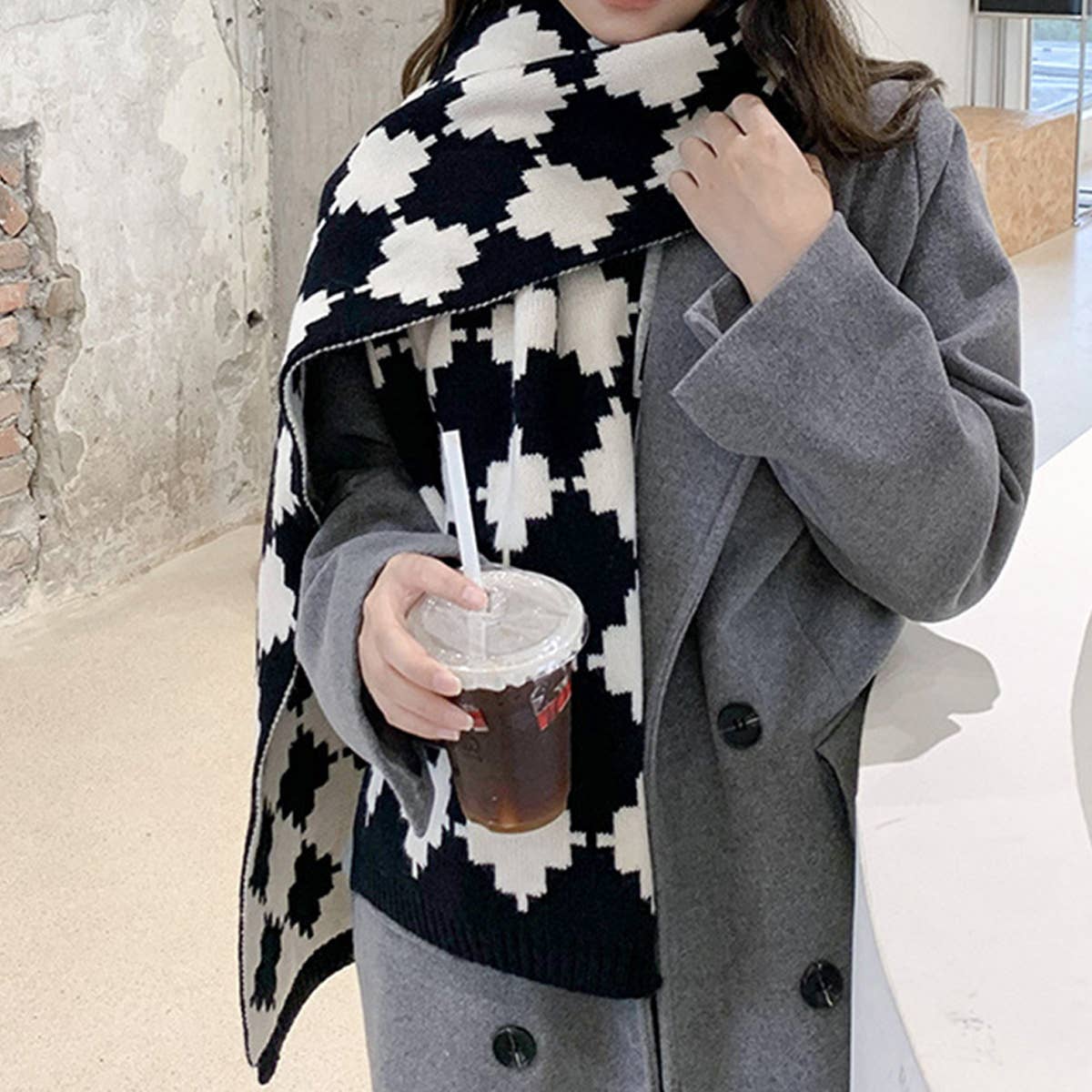 Knit Plaid Long Scarf for Women ? Fashion Wrap