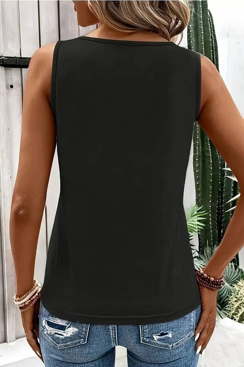 CWTBLSL0906_SOLID CROSS-STRAP TANK TOP WITH METAL BUCKLE