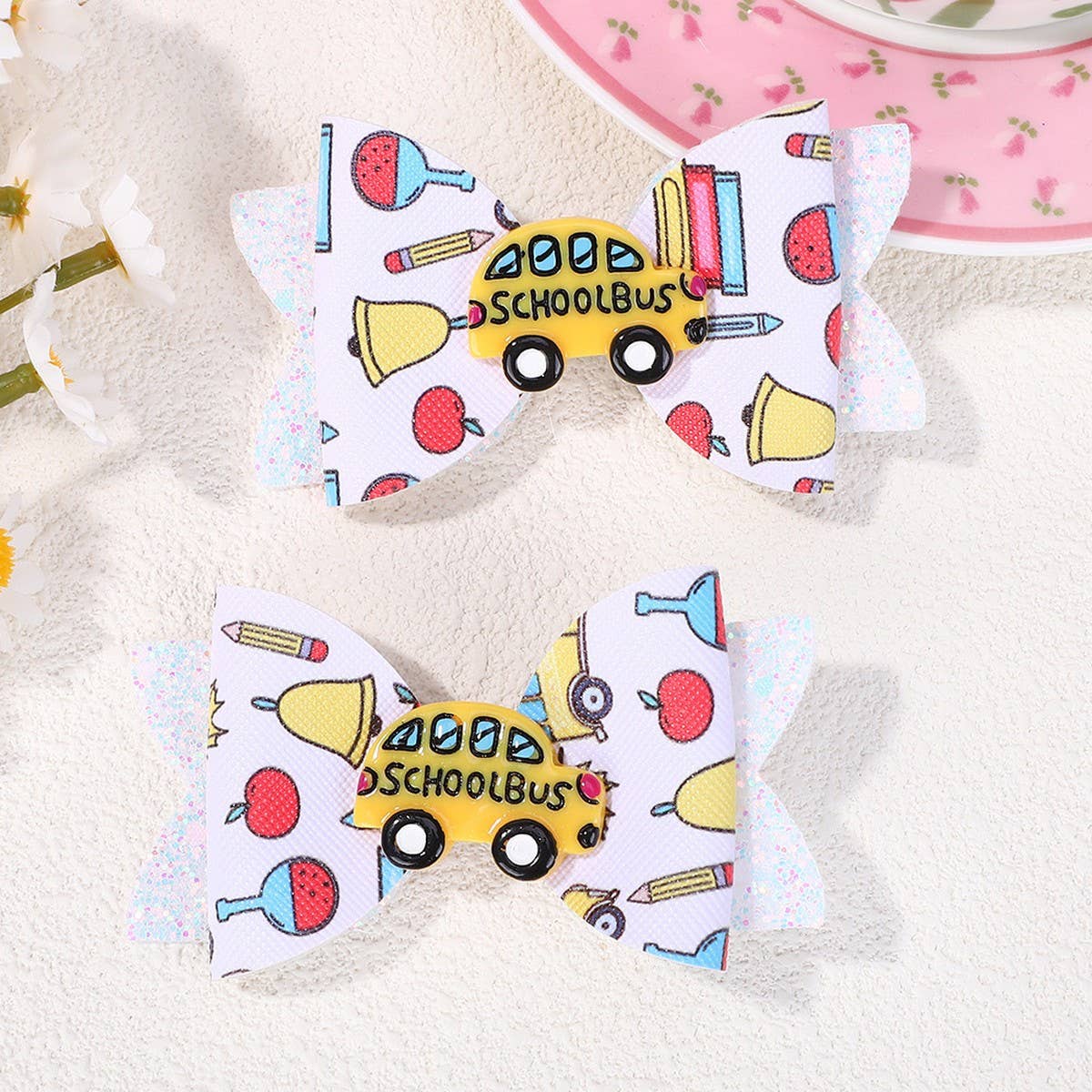 Glitter Donut Bow Hair Clip for Baby Girls