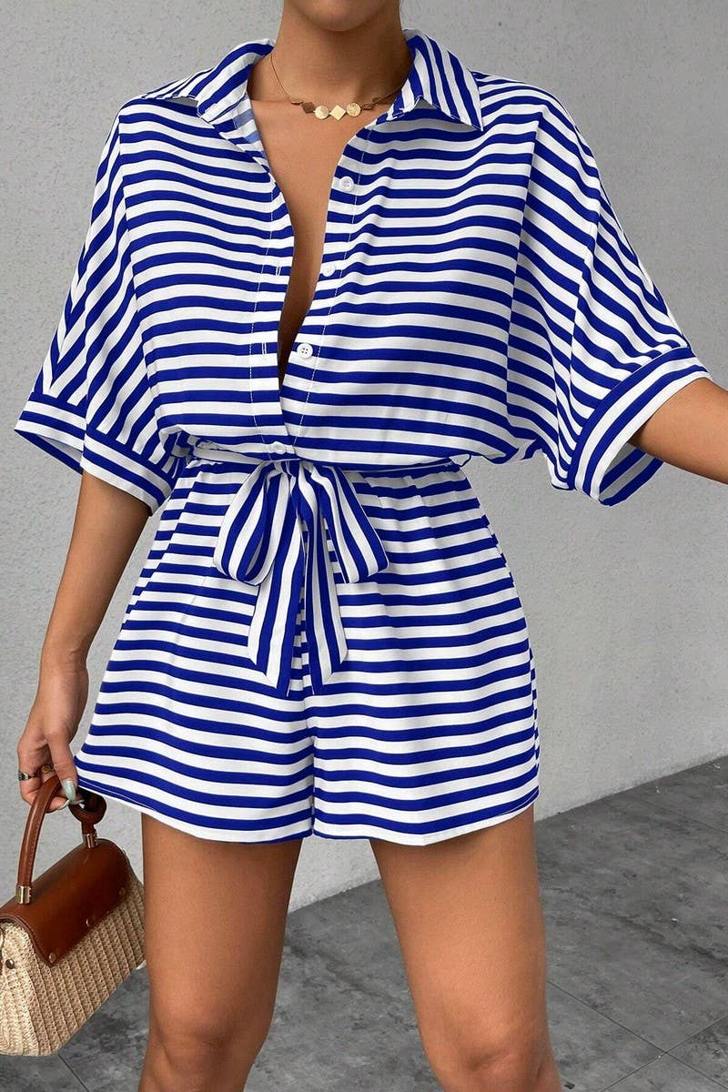 CWSBSS0053_SPRING AND SUMMER LAPEL MID SLEEVE BODYSUIT SET