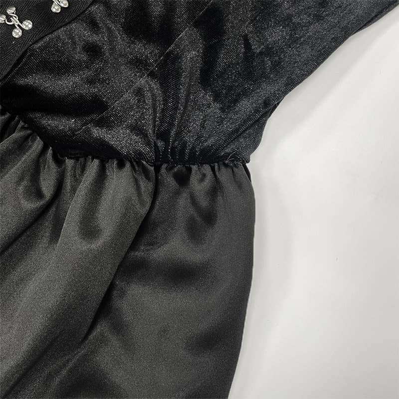 Cinched-waist buttoned backless strapless dress