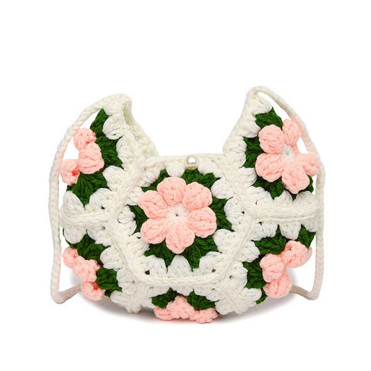 PUFF FLOWER SMALL FRESH HANDMADE CROCHETED BAG_CWAB2405