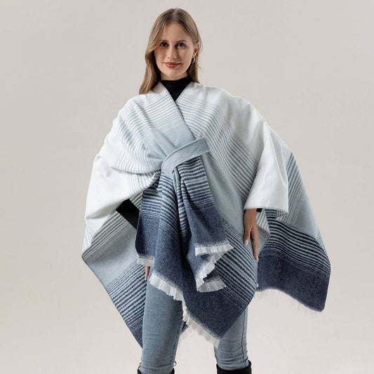 WEAR SCARF KNITTED SIDE STRAP SHAWL CAPE
