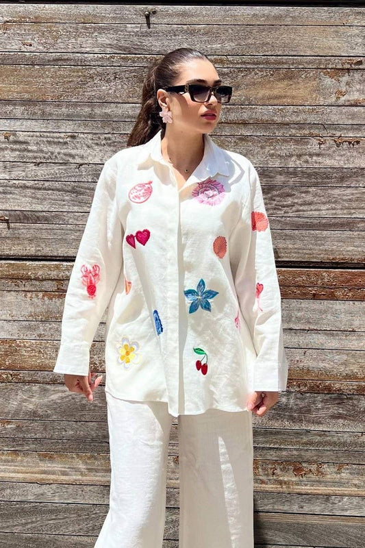 CWSTB1949_EMBROIDERED LONG SLEEVE SHIRT AND PANTS SET