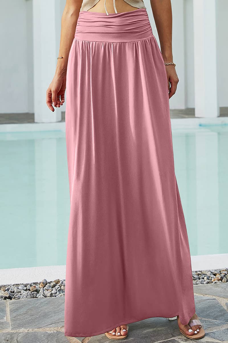 CWBLS116-P_CASUAL LONG LENGTH MAXI STYLE WAIST LIGHT SKIRT