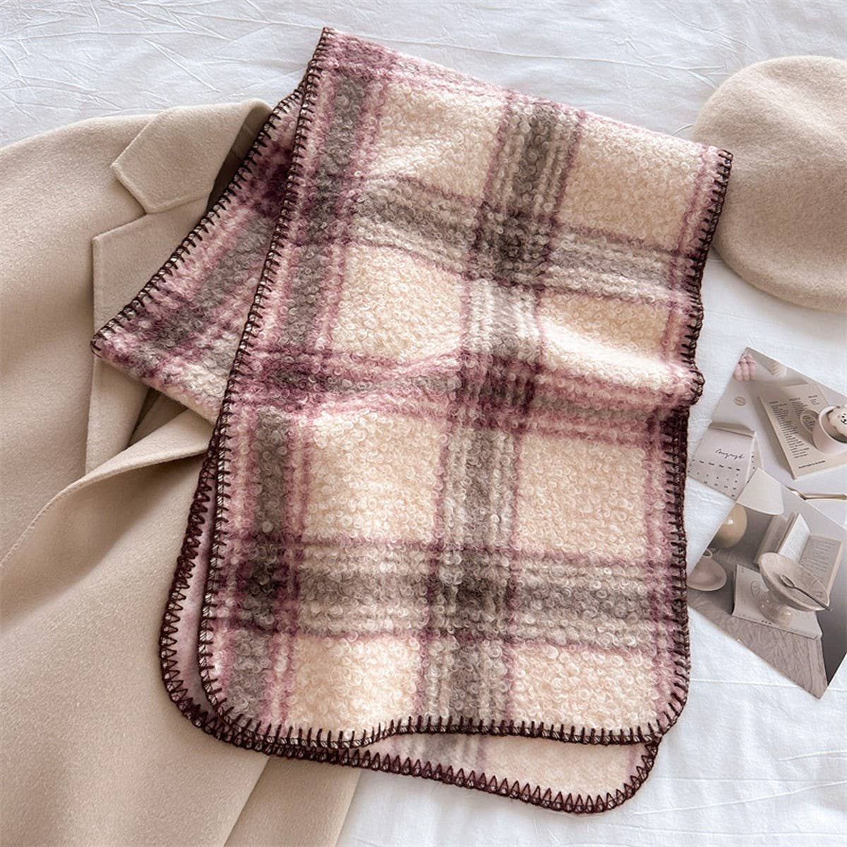 Vintage Tartan Wrap Scarf with Soft Texture
