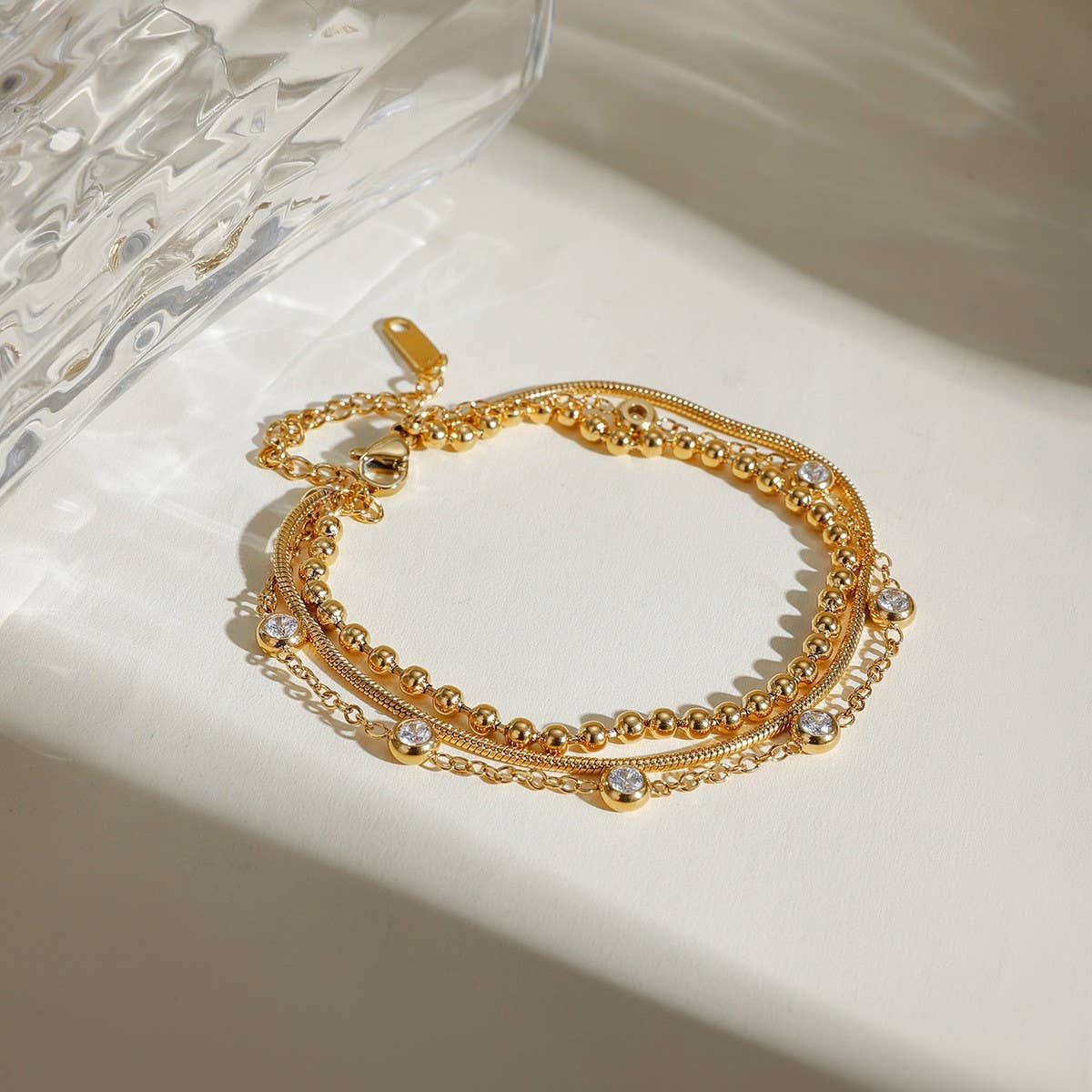 Vintage Multi-Layer Zircon Bracelet in Titanium