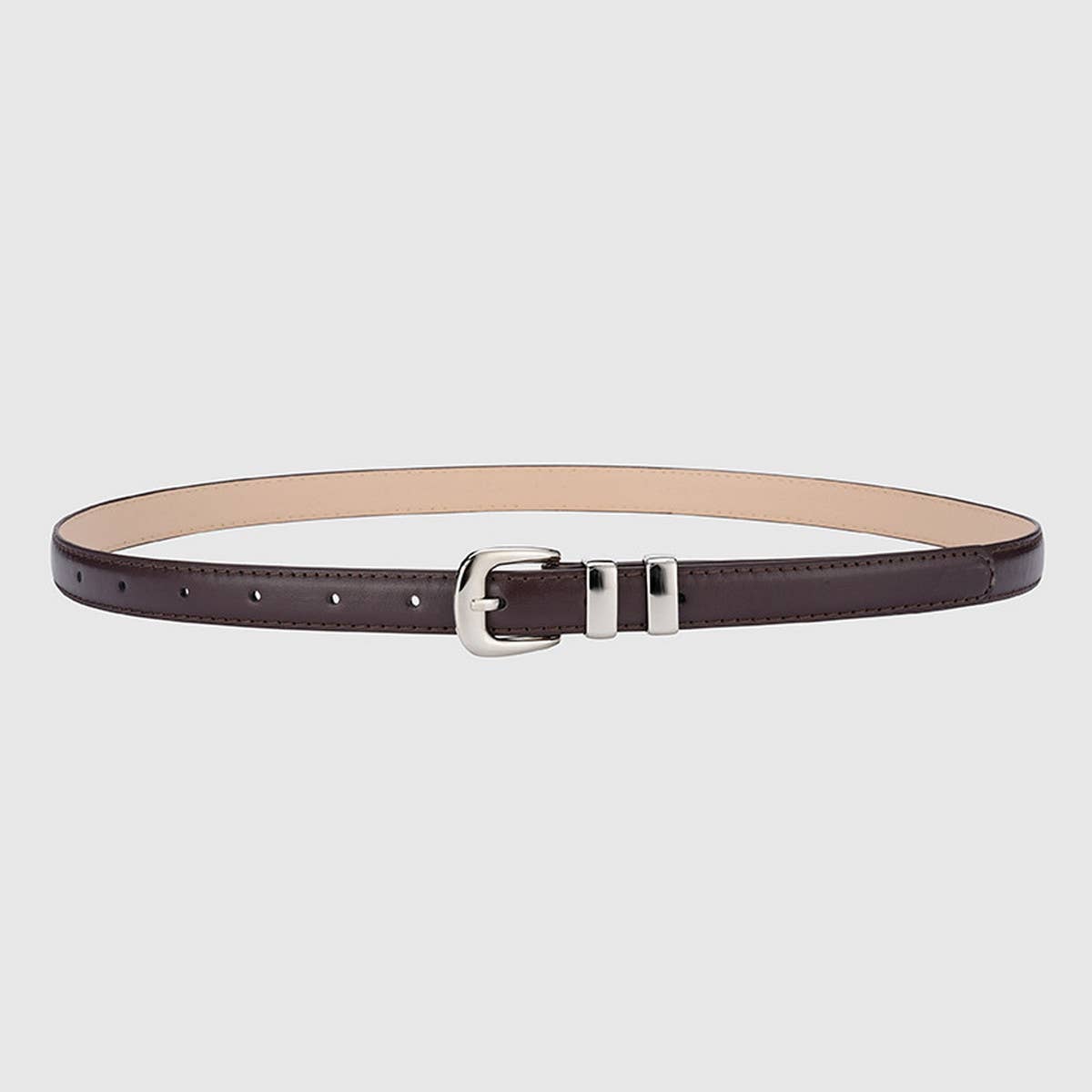 CWABE0877_SIMPLE SILVER BUCKLE DECORATIVE THIN BELT
