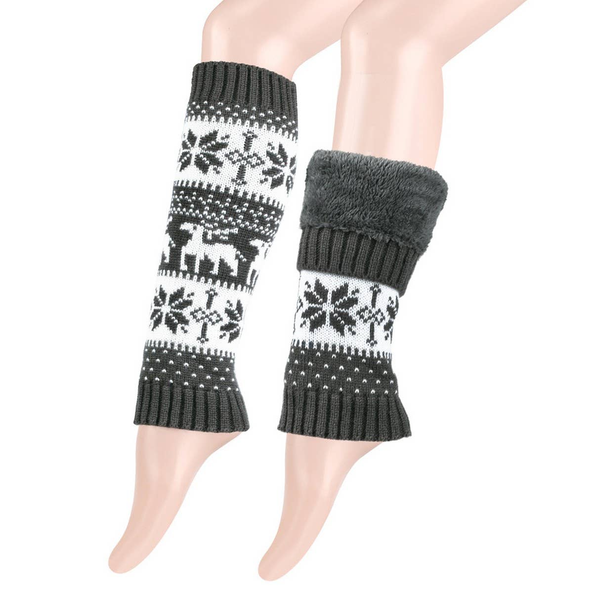 CWMM10079_CHRISTMAS CHUNKY KNIT FLEECE LEG WARMERS