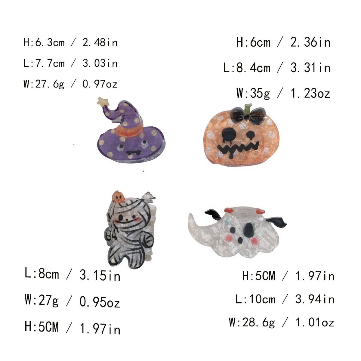 CWAHA07707_HALLOWEEN PUMPKIN CLAW SHARK HAIR CLIP