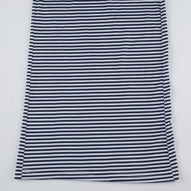 Color-blocking striped straight-leg casual pants