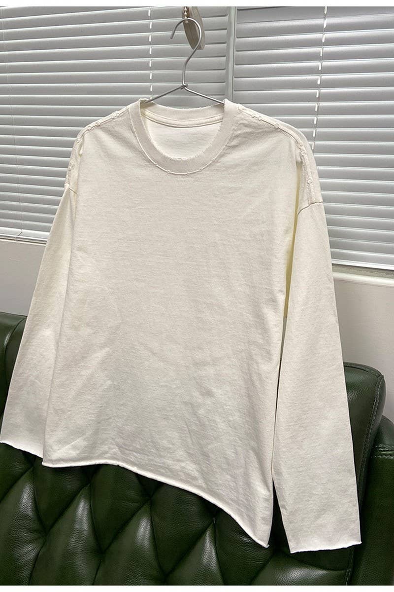 CWTBLL1979_ROLLED HEM ROUND NECK SOLID COLOR LONG SLEEVES