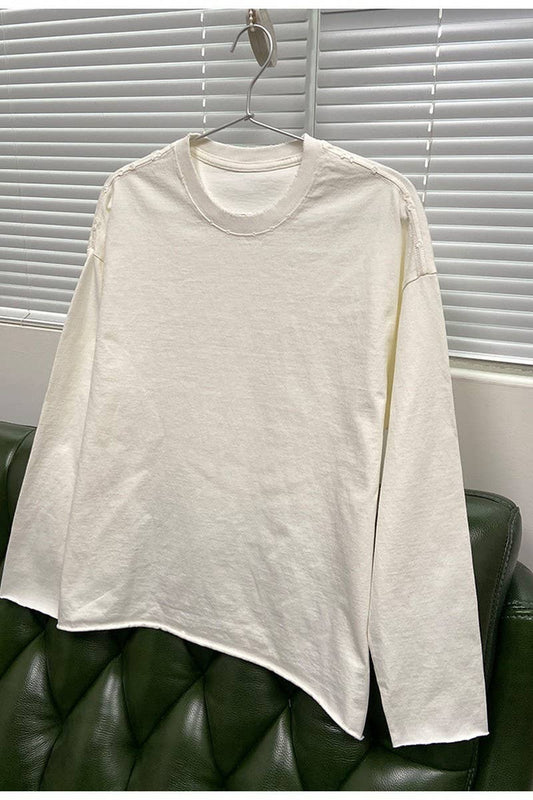 CWTBLL1979_ROLLED HEM ROUND NECK SOLID COLOR LONG SLEEVES