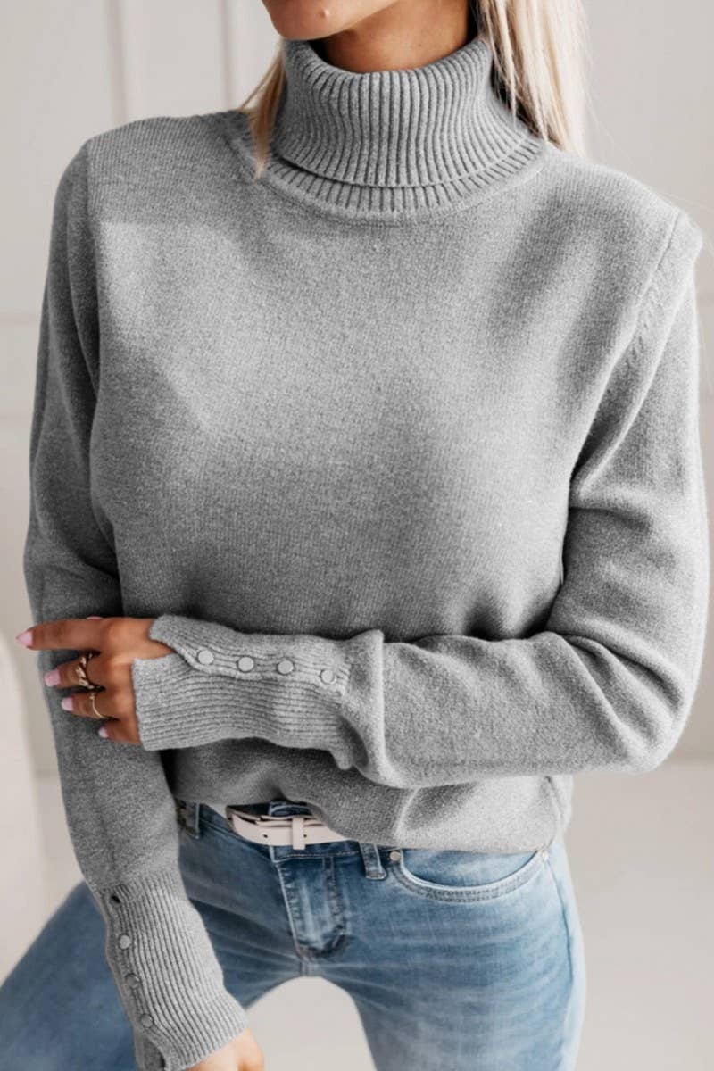 CWOSWL07458_TURTLENECK BUTTON-DOWN PULLOVER SWEATER
