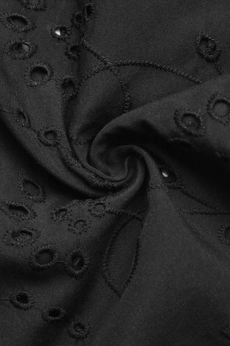 CWTBLL4076_SOLID LACE INSERT ELEGANT SHIRT BLOUSE