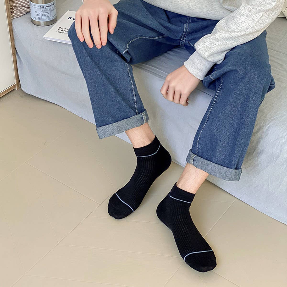 CWMS2459_NEW STYLE RIBBED STRIPED SIMPLE STRIPED SOCKS