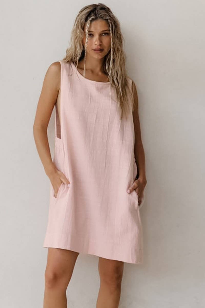 CWSPJ0344_LOOSE ROUND NECK SLEEVELESS HOME NIGHTDRESS