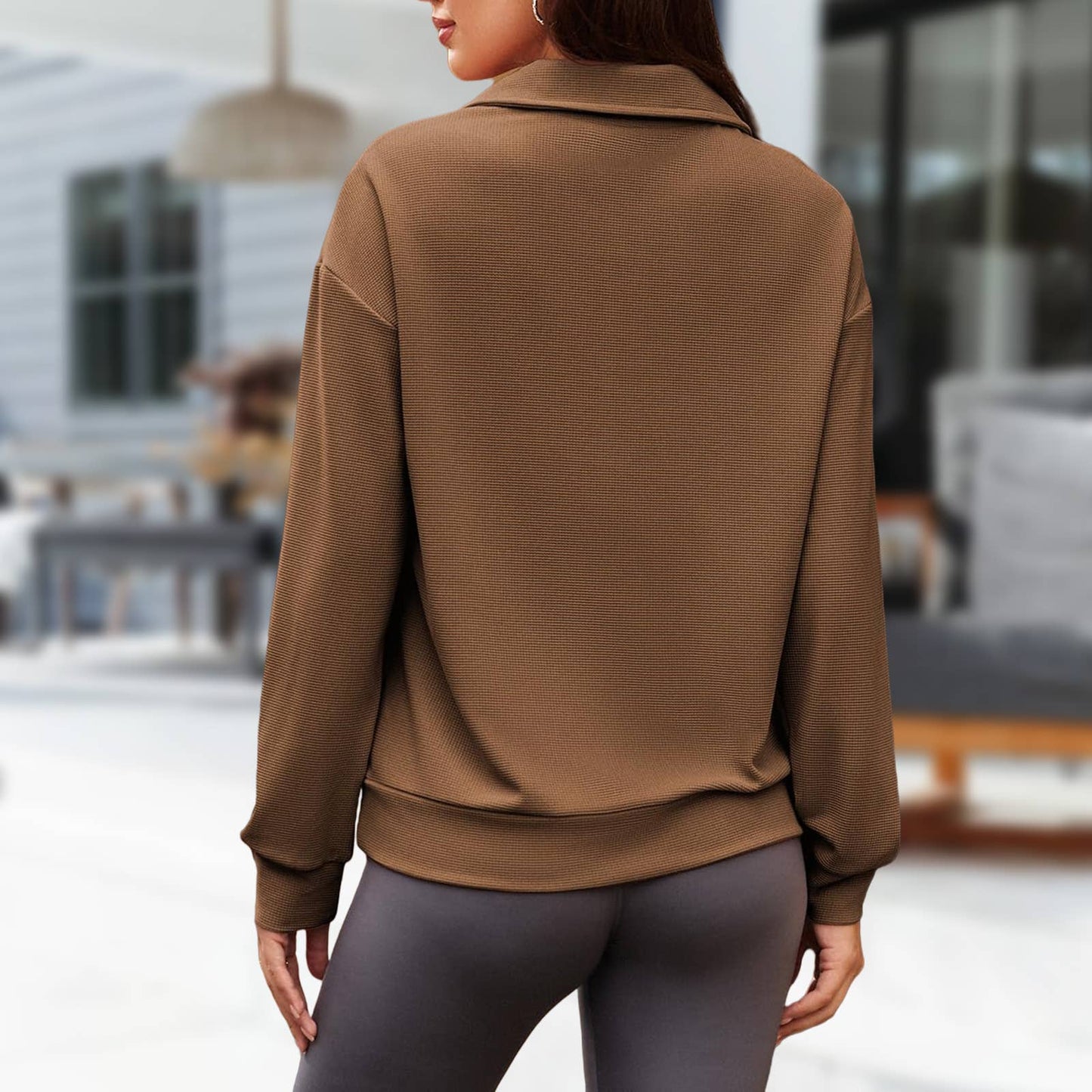 Fashionable loose lapel zipper lapel sweatshirt
