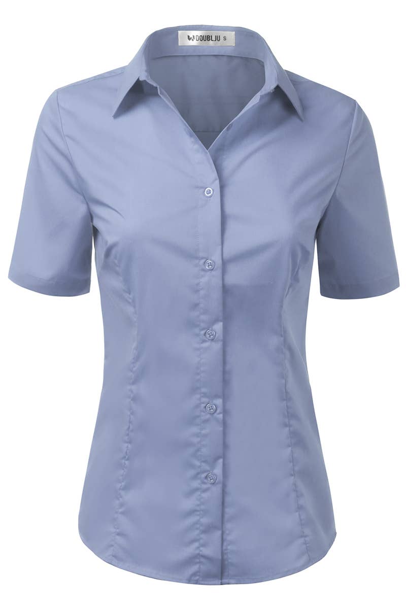 CWTSTS118-P_Slim Classic Short Sleeve Bttn Down Collar Shirt