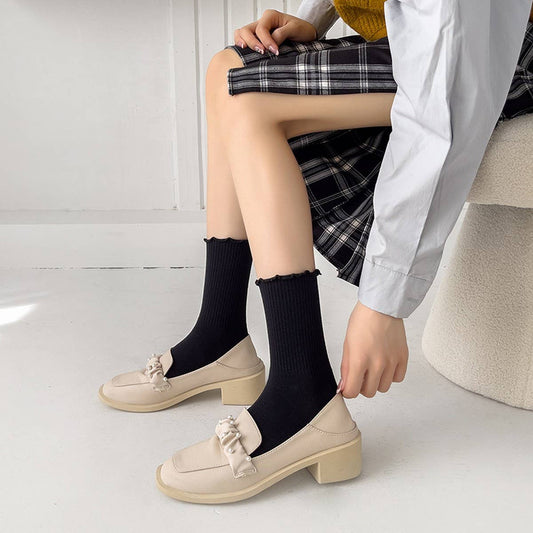 WARM BROWN FUNGUS MID-CALF WOMEN'S SOCKS