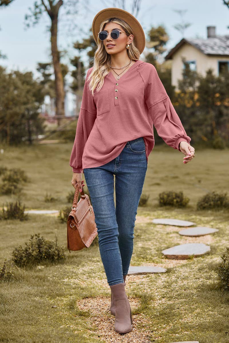 CWOHOL1095_NEW HOODED BUTTON LOOSE LONG-SLEEVED SWEATSHIRT