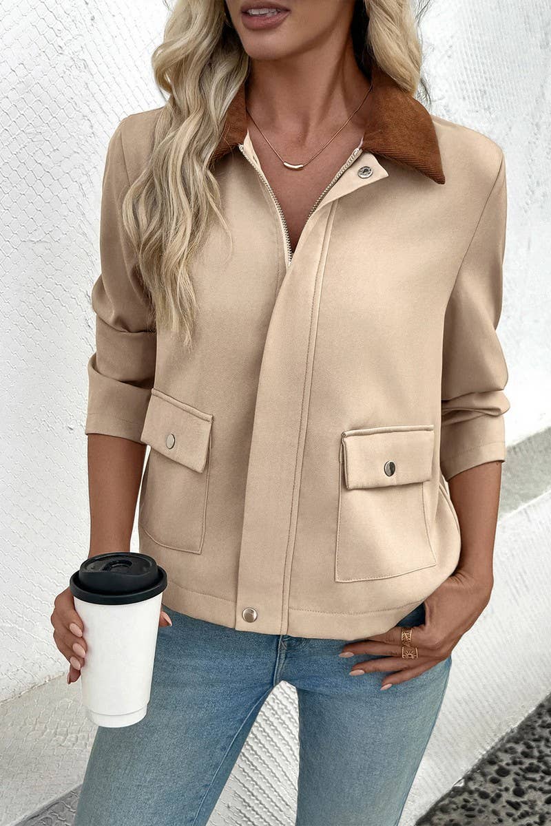 CWOCO00173_SOLID COLORBLOCK ZIP-UP COLLARED JACKET