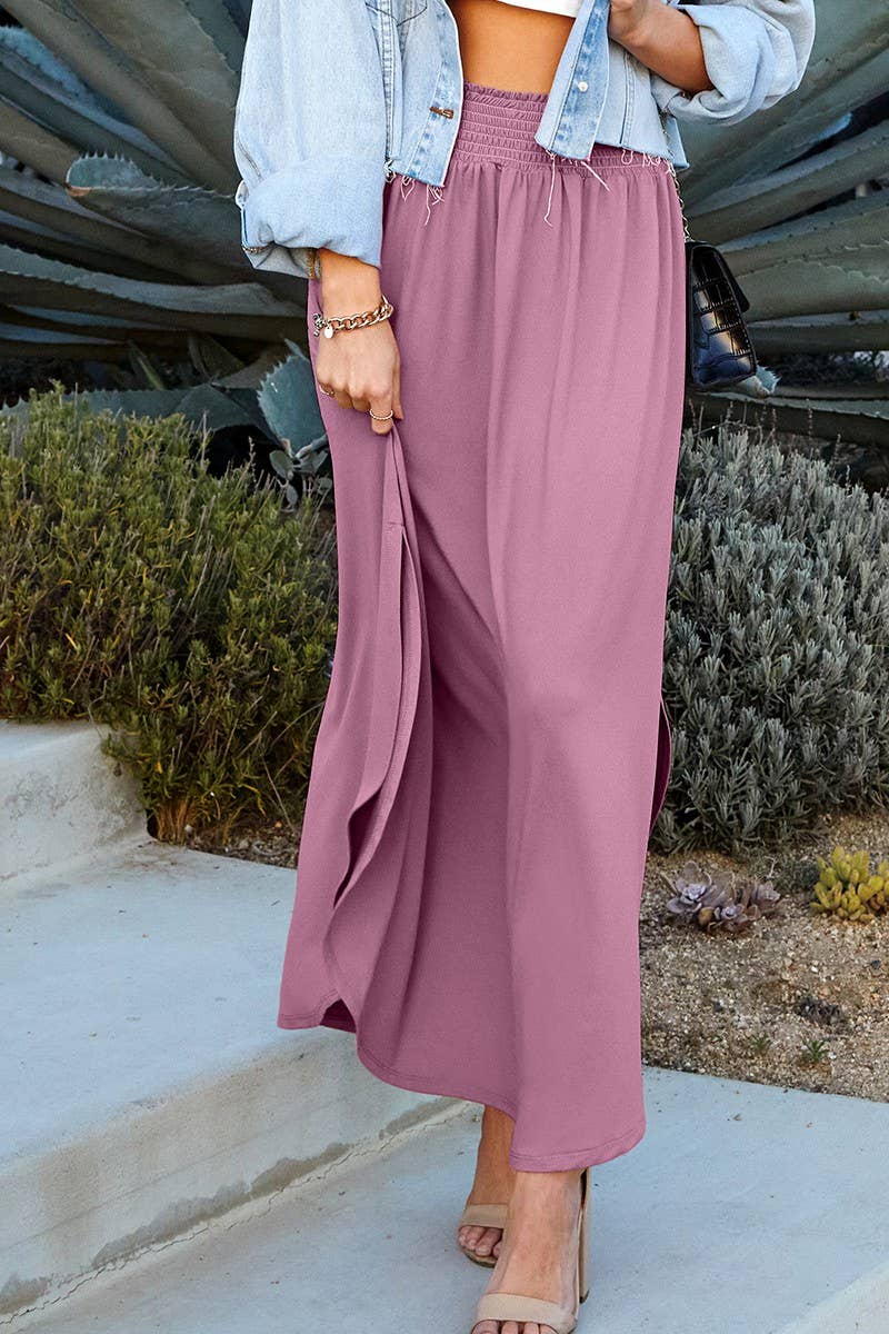 CWBLS041-P_PLUS SIZE SMOCKING WAIST MAXI SKIRT