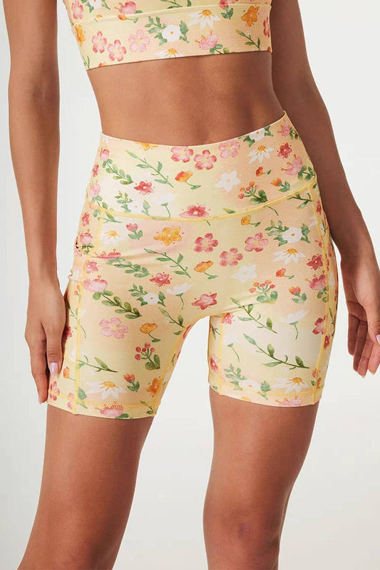 CWBSP0557_HIGH WAIST DIGITAL PRINT BUTT LIFT YOGA SHORTS