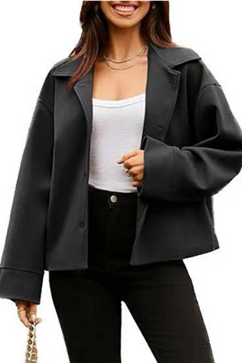 CWOBL0184_SOLID COLOR SHORT LONG SLEEVE BUTTON BLAZER