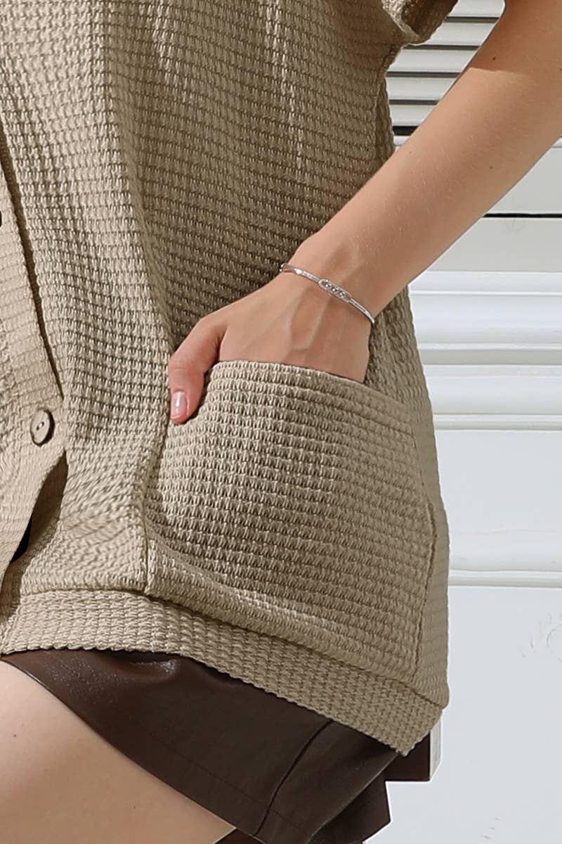 CWTTS665_BOTTON DOWN HODDIE TOP CADIGAN WITH FRONT POCKETS