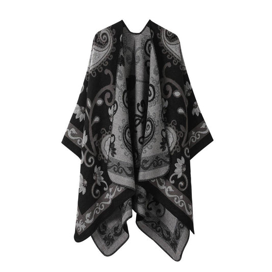 CAPE DARK DOUBLE-SIDED WARM OUTER WEAR THICK SHAWL_CWASC2121