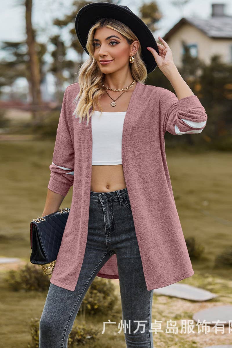 CWOCAL2264_AUTUMN AND WINTER CONTRAST COLOR KNITTED JACKET