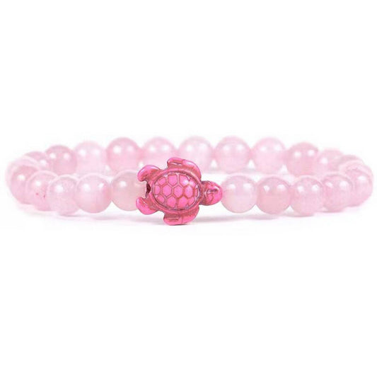 CWAJE3879_BEACH TURQUOISE TURTLE BEADED SIMPLE BRACELET