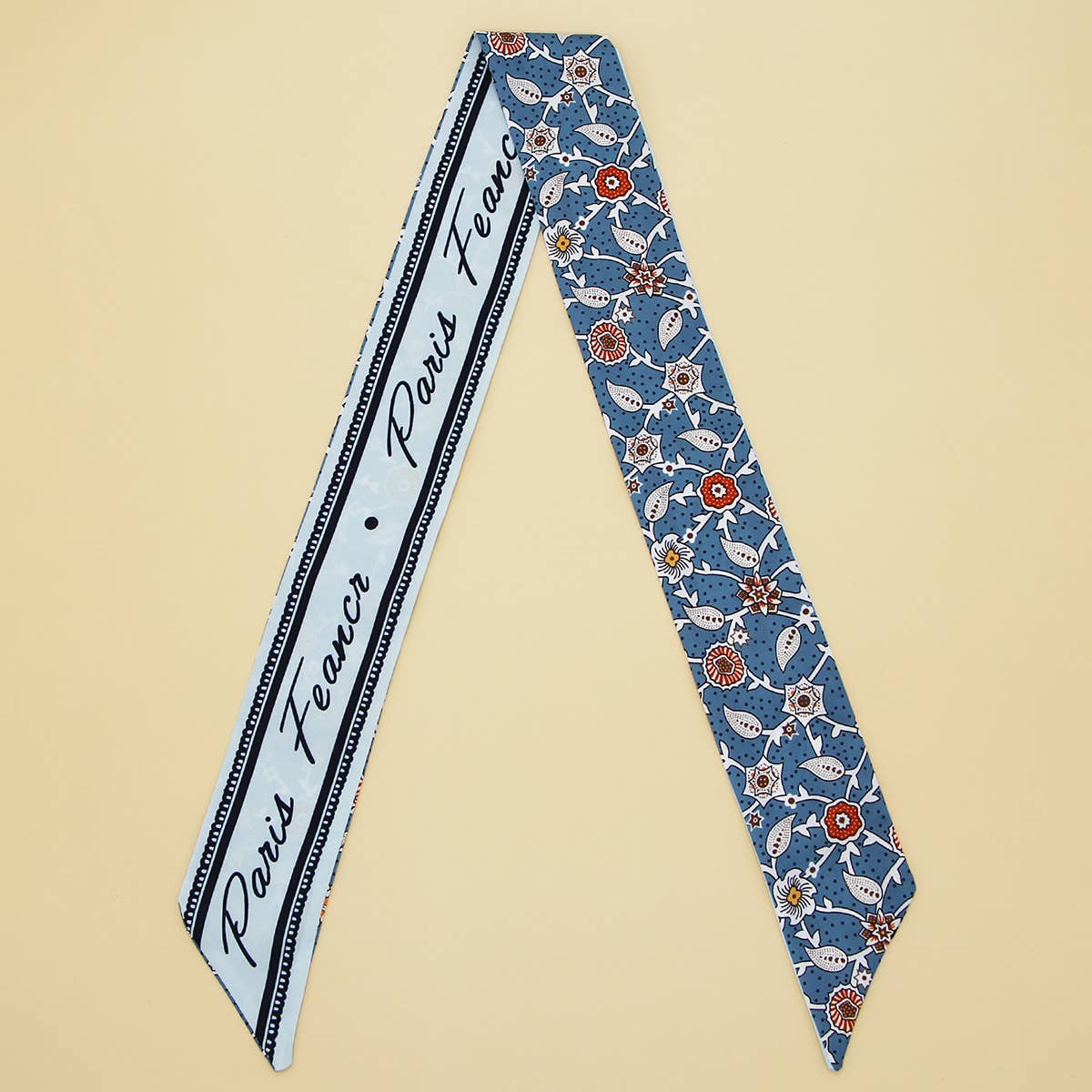 Chic Floral Letter Twilly Scarf for Hair & Bags_CWASC0068