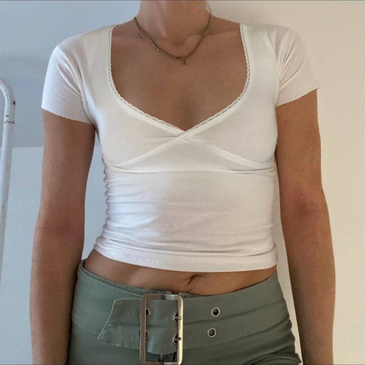 Casual style simple basic solid color T-shirt