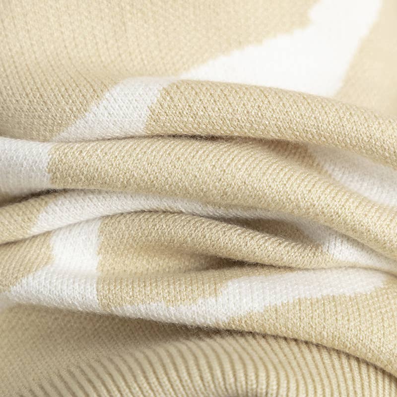 AUTUMN/WINTER JACQUARD KNIT V-NECK LONG COAT