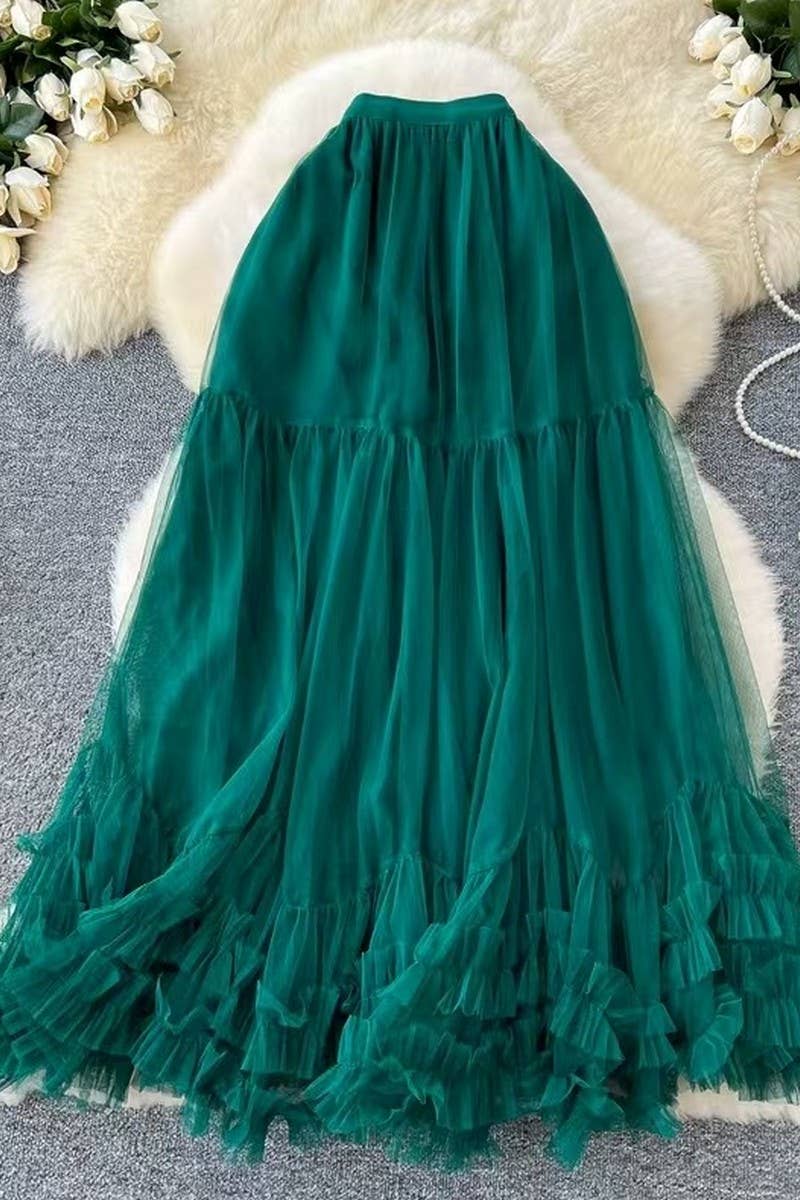 CWBLS0521_HIGH WAIST RUFFLE TULLE A-LINE SKIRT