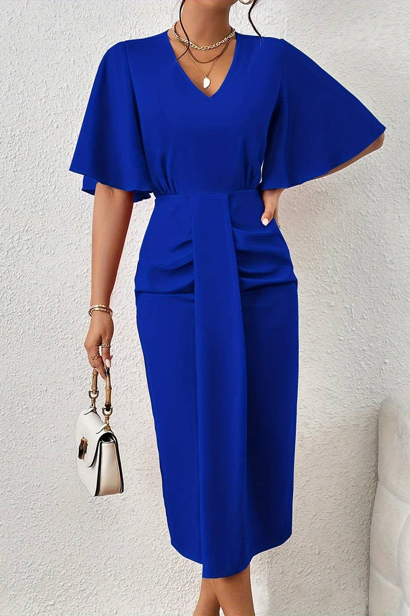 CWDSD7594_SPRING AND SUMMER WAIST KNOT MIDI DRESS