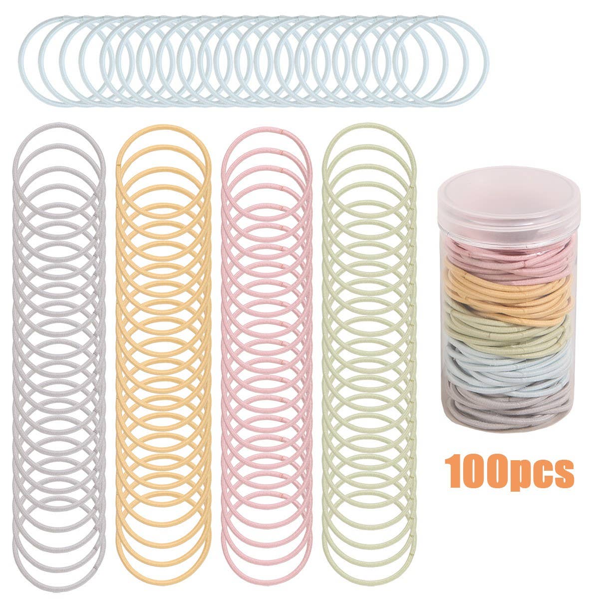 CWAHA07419_100PCS COLORFUL ELASTIC HAIR BANDS FOR GIRLS