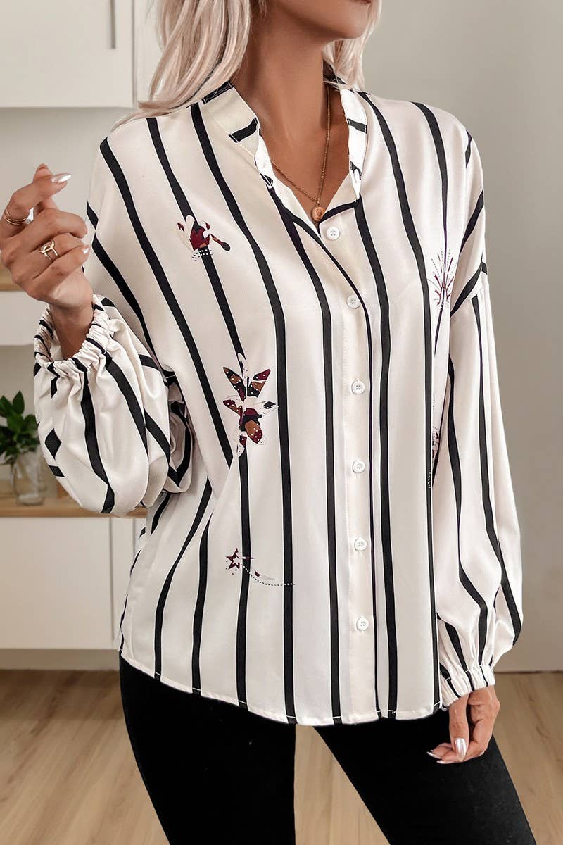 CWTSTL2791_AUTUMN AND WINTER STRIPED PRINT SHIRT