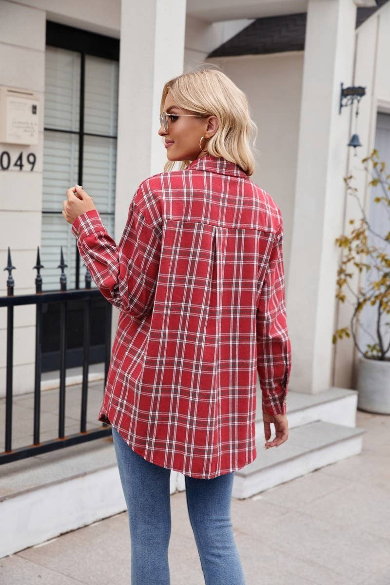 CWTSTL1693_LOOSE PLAID LONG SLEEVE POCKET SHIRT
