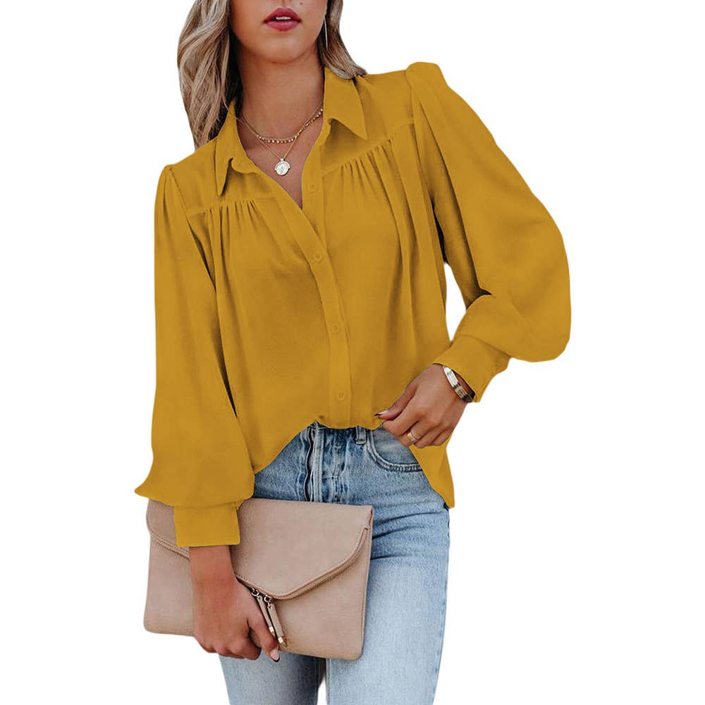 CASUAL SOLID COLOR THIN PULLOVER BLOUSE WOMAN