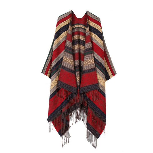 CAPE DARK DOUBLE-SIDED WARM OUTER WEAR THICK SHAWL_CWASC2123