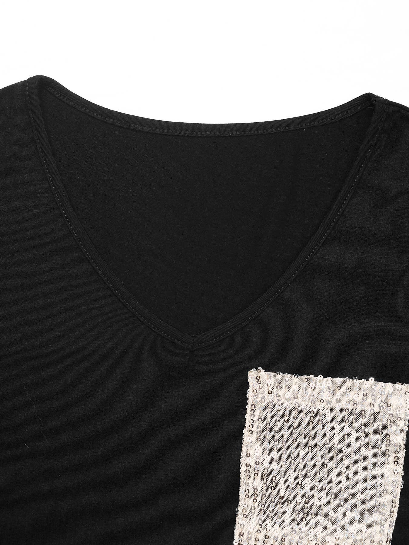 Basic Black and White Sequin Short Sleeve Top