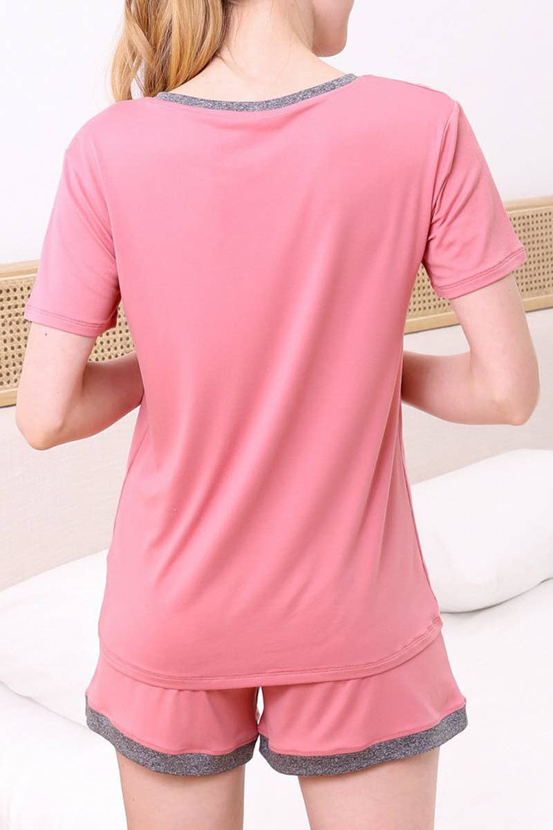 CWSPJ031-P_SHORT SLEEVE TOP WITH SHORTS PAJAMA SET