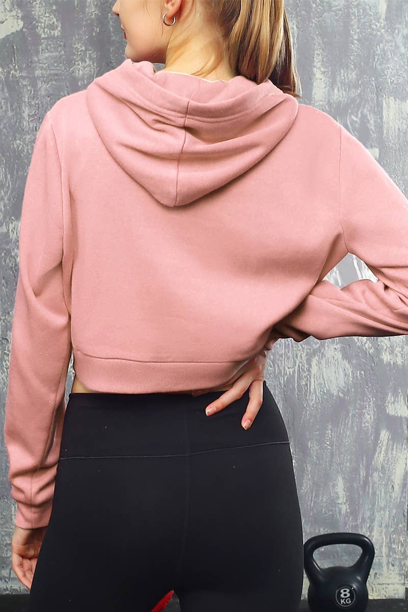 CWOHOL428_Lightweight Pullover Hoodie Cropped Sweatshirt