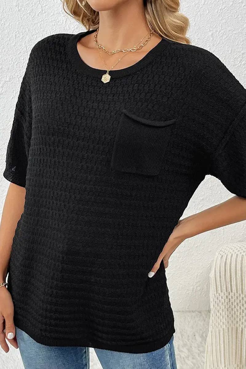 CWTTS1305_NEW SPRING AND SUMMER HOME SOLID COLOR SWEATERS