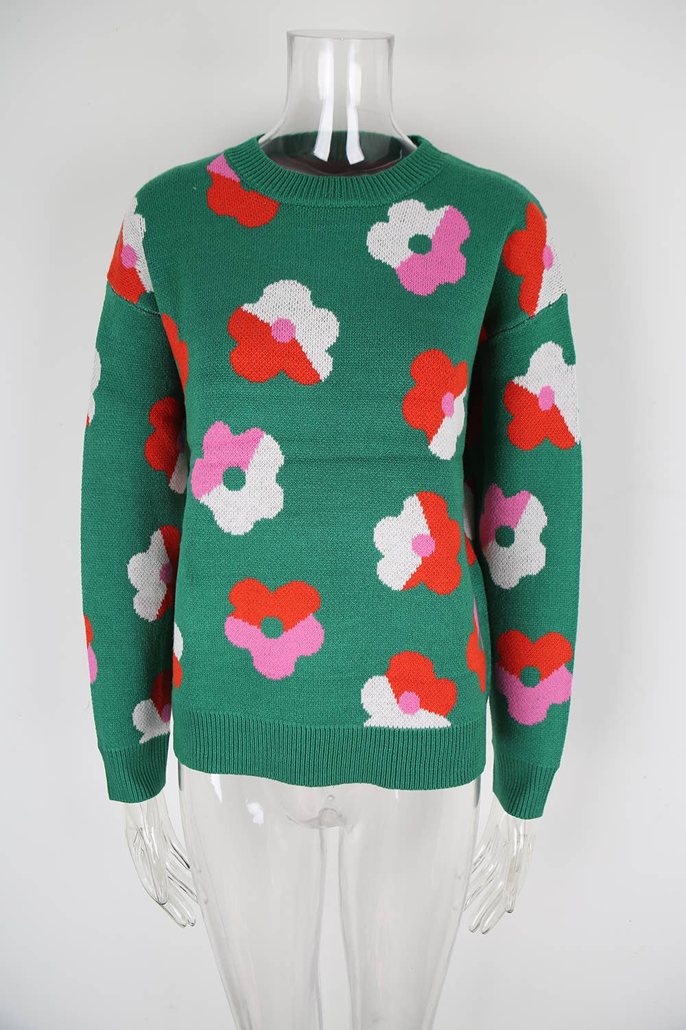 Color-blocked round-neck fashion knitted sweater