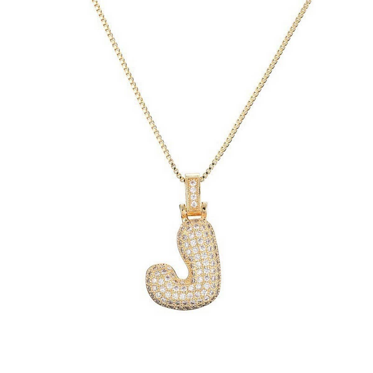 Copper Zirconia 26 Letters Pendant Necklace