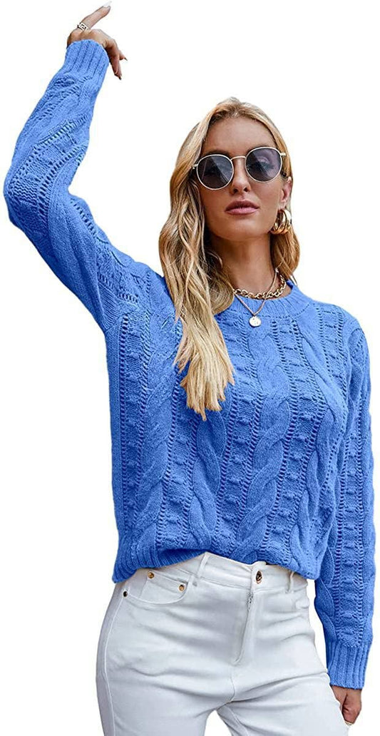 CWOSWL0815_ Long Sleeve Loose Neck Pullover Sweater